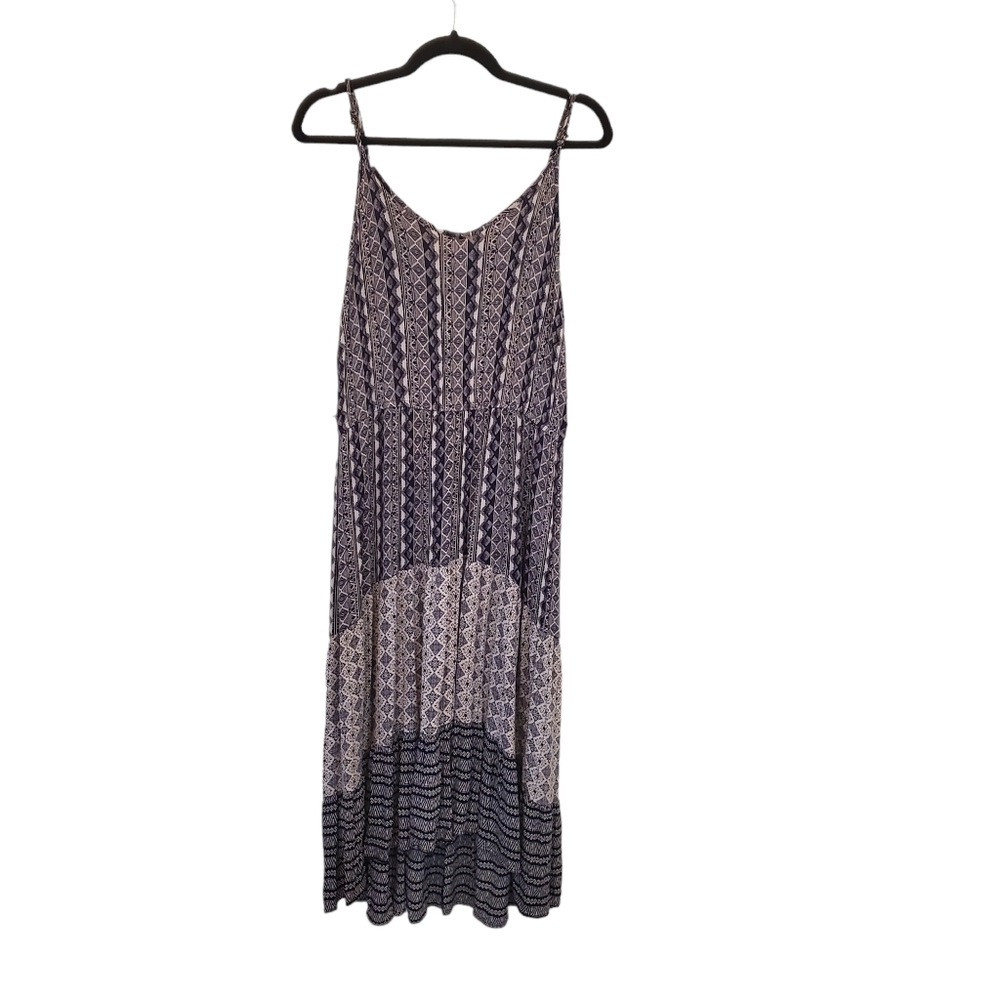Knox Rose Small Mixed Pattern High-Low Hem Spaghetti Strap Dress Boho